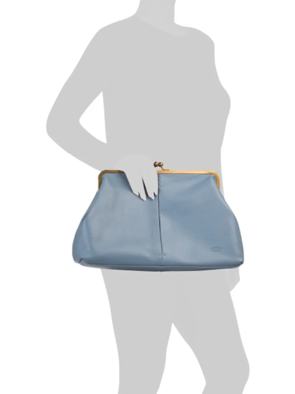 AMERICAN LEATHER CO. Leather Grace Oversized Kiss Lock Clutch